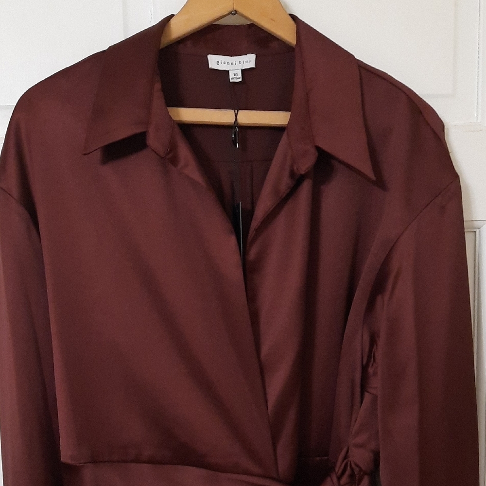 Gianni Bini Rich Burgundy/brown Long Sleeve Dress - Picture 6 of 13